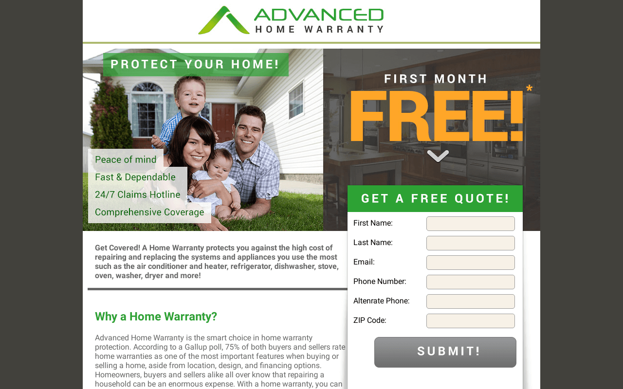 Advanced Home Warranty banner