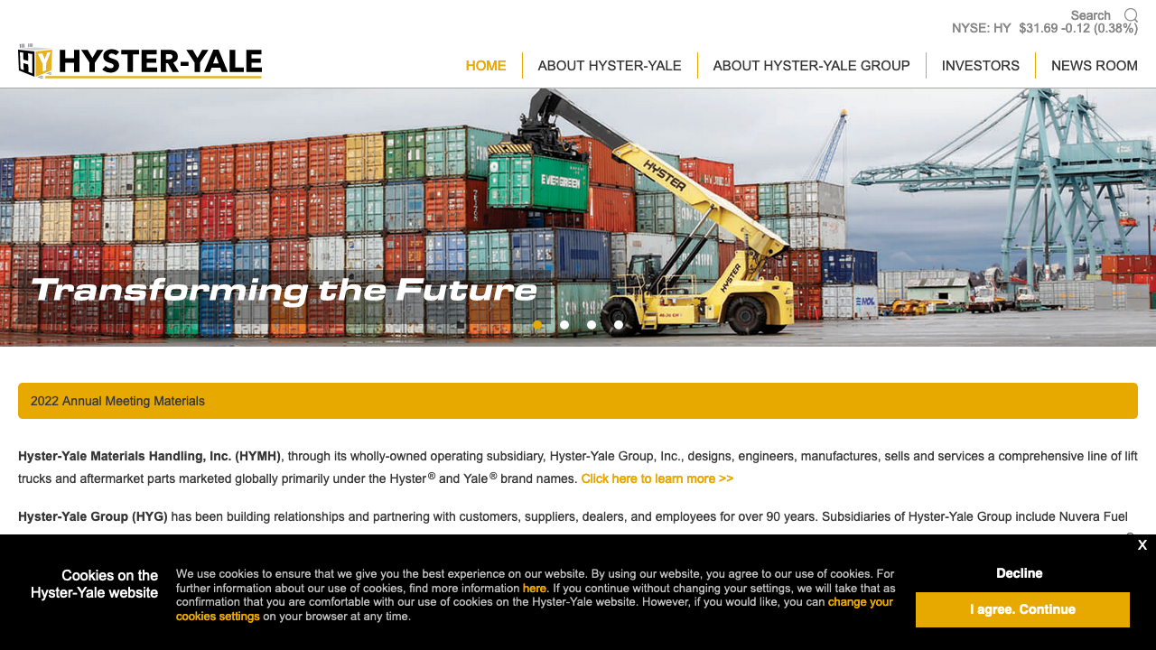 Hyster-Yale Materials Handling banner