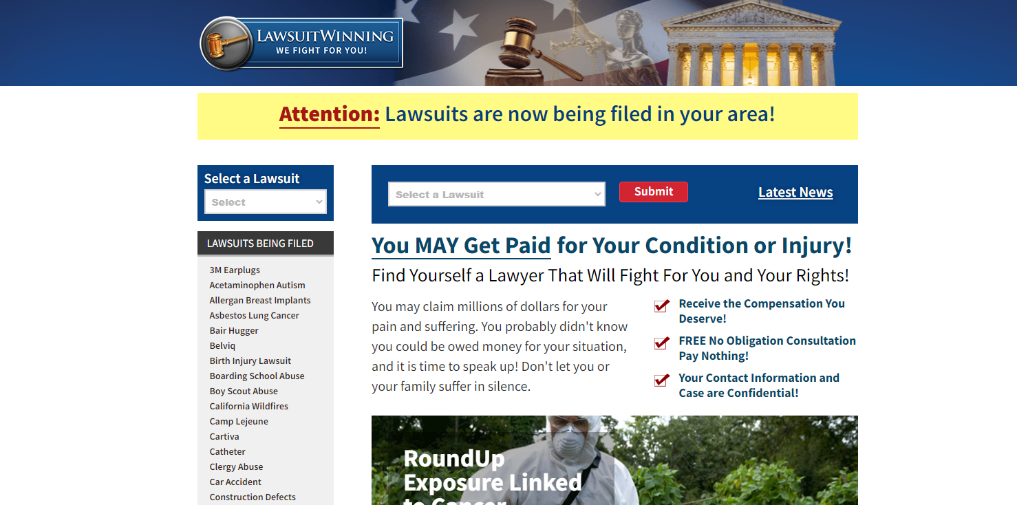 Lawsuit-winning.com banner