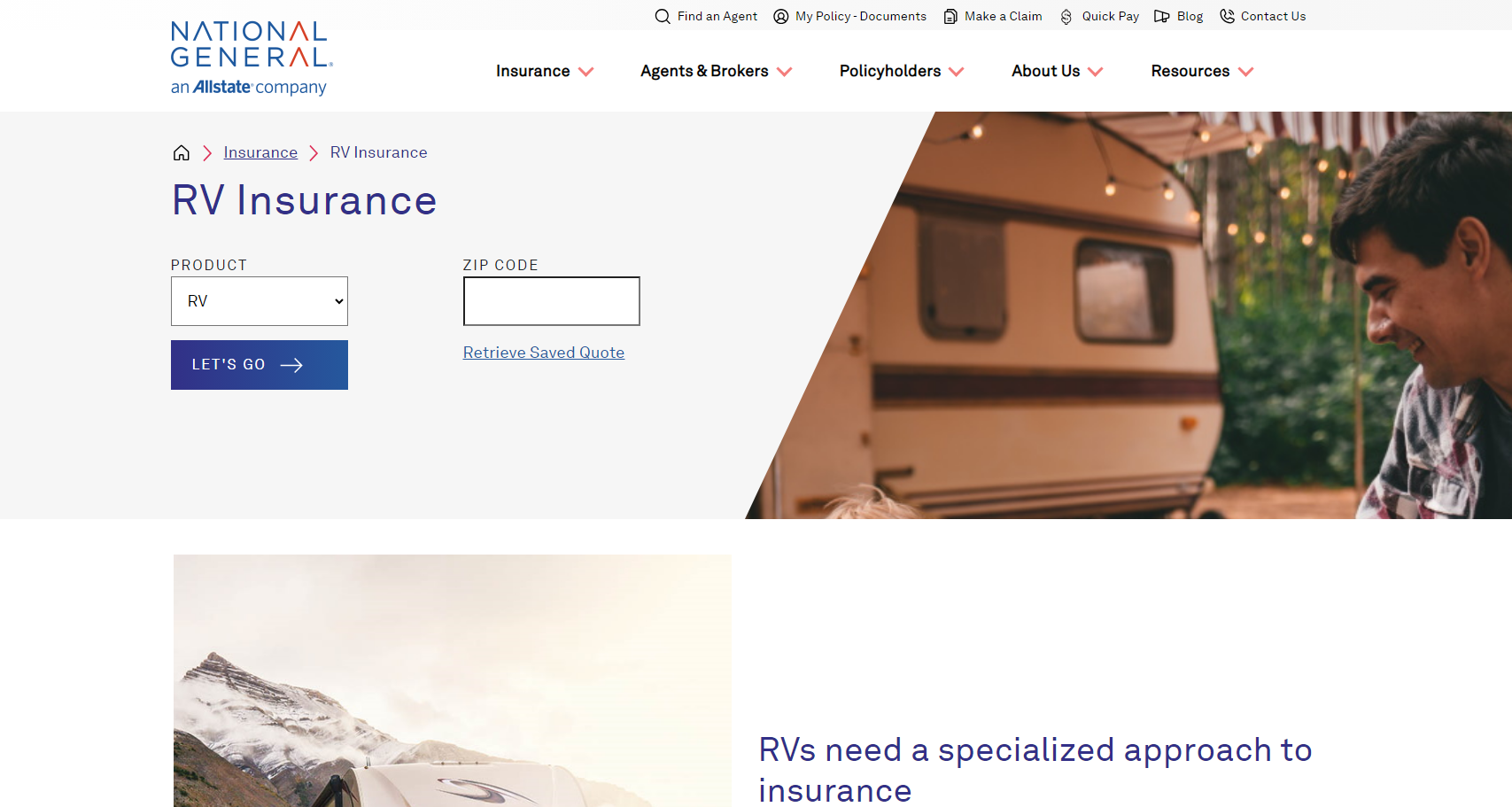National General RV Insurance banner