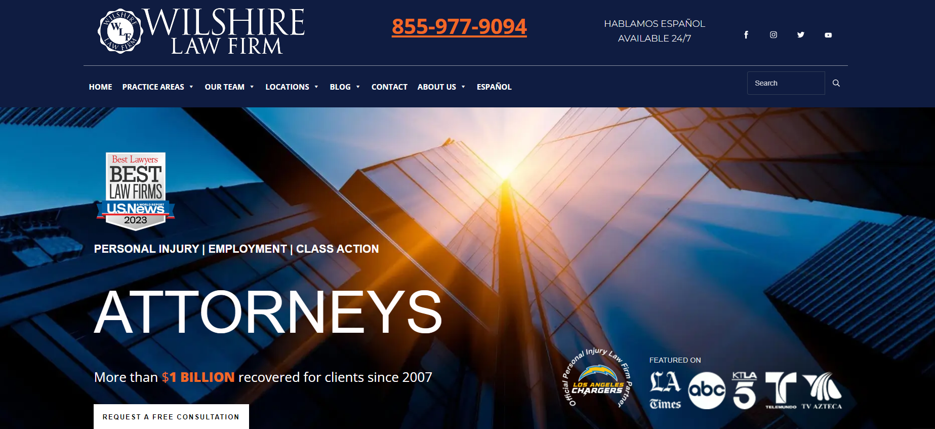 Wilshire Law Firm banner